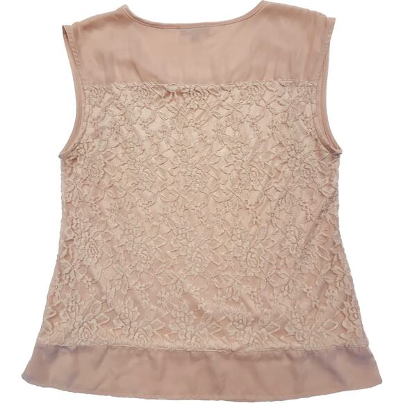 Spense Knit Popover Scoop Neck Sleeveless Lace Cottagecore Top Women XL Pink - Picture 6 of 9